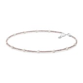 Choker cu inimioare din mother of pearl, cristale si argint 36 cm DiAmanti 242-08-G